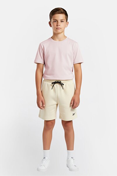 Reebok Kids Boy Brand Logo Terry Shorts, Beige
