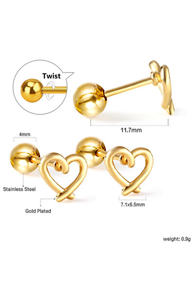 Choice Love 1pair Trending Ear Stud Love Heart Shape Butterfly Gold Color Stainless Steel Piercing Female S