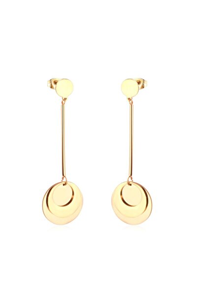Choice gold LUXUSTEEL Round Shape Drop Earrings Stainless Steel Gold Color Dangle Jewelry Women Fashion Acc