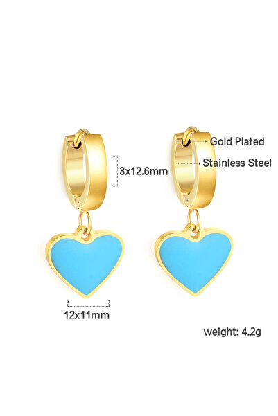 Choice REDDISH BROWN Trendy Huggie Hoop Earrings Daisy Love Heart 316L Stainless Steel Cubic Zirconia Clip