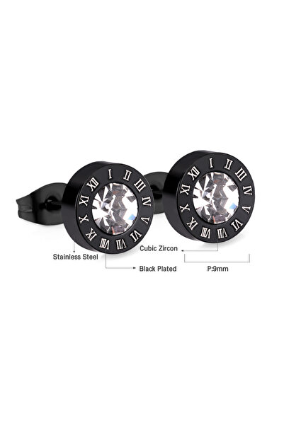 Choice 10 Luxury Crystal Stud Earrings For Women Stainless Steel Cubic Zirconia Classic Geometric Round Pie