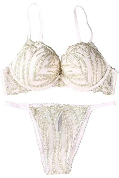 Margoun Bra Panties Set Underwear Lace Embroidery 2 Piece Lingerie Set Lace Bra Transparent Wom MS-18016