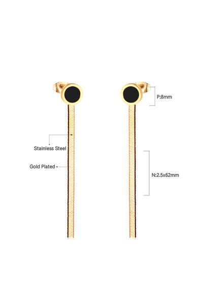 Choice 2810BG LUXUKISSKIDS Stainless Dangling Earrings Long Tassel Drop Steel Gold Pendients Korean Fashion