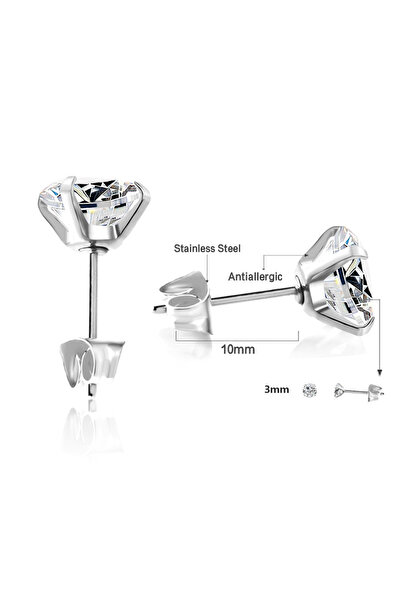 Choice 14 Luxury Crystal Stud Earrings For Women Stainless Steel Cubic Zirconia Classic Geometric Round Pie