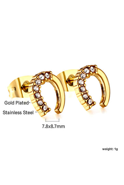 Choice EA139102G Retro Luxury Irregular with Zircon Earrings Stainless Steel for Women's Wedding Party Jewe