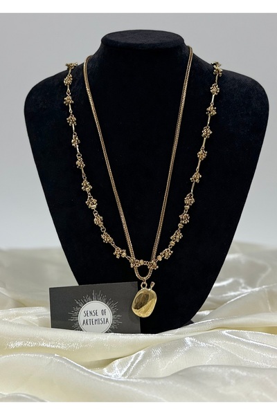 Sense Of Artemisia ZRA MODEL İKİLİ TAKIM ŞİŞE UÇLU GOLD KOLYE SETİ