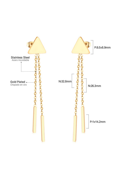 Choice 17701G LUXUKISSKIDS Stainless Dangling Earrings Long Tassel Drop Steel Gold Pendients Korean Fashion