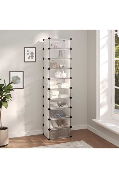 vidaxl رف أحذية شفاف 44x32x174 سم PP