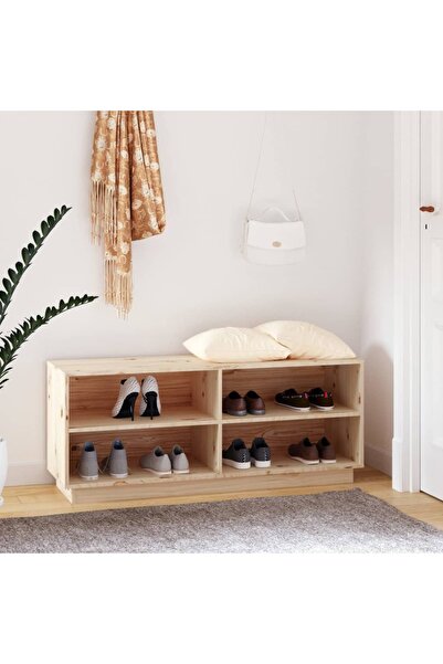 vidaxl Shoe Cabinet 110x34x45 cm Solid Wood Pine