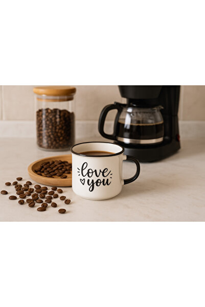 DailyHome Love You” Tasarımlı porselen Kupa – Retro Tarz, Sıcak ve Soğuk İçec...