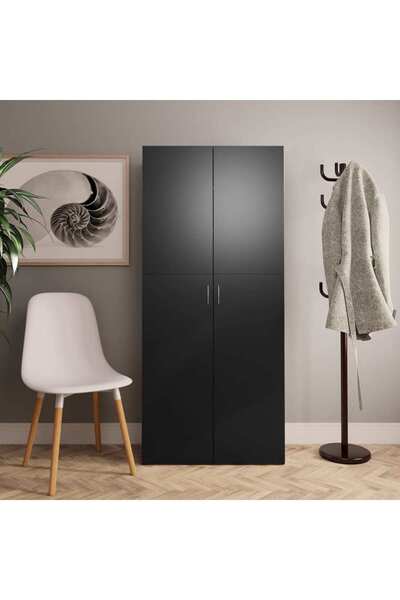 vidaxl Shoe Cabinet Black 80x35.5x180 cm Engineered Wood