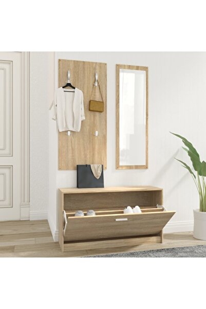 vidaxl مجموعة خزانة أحذية 3 في 1 من خشب البلوط سونوما الهندسي