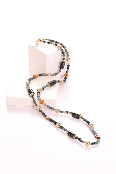 Fatma yaşar Hint Akiği Taşı Uzun Kolye