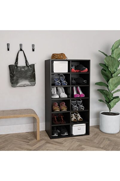 vidaxl Shoe Rack Black 54x34x100.5 cm Engineered Wood