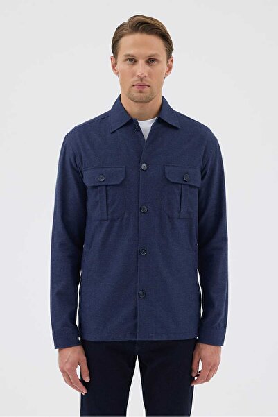 Paşahan Синя кишенева сорочка-піджак чоловічого крою
