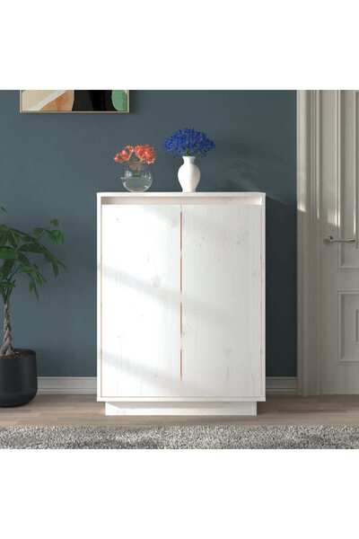 vidaxl Shoe Cabinet White 60x35x80 cm Solid Wood Pine