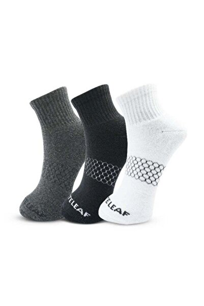 White Leaf 3 Pairs Ankle Socks - Soft Cotton Terry, Cushioned, Moisture-Wicki...
