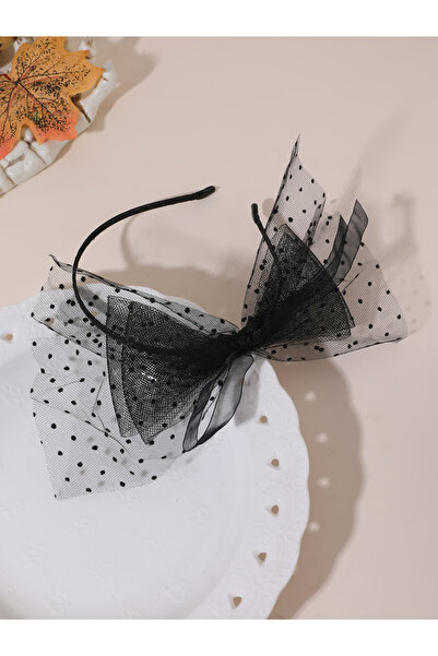 Take Two By Styli Girls Mesh Bow Polka Dots Headband