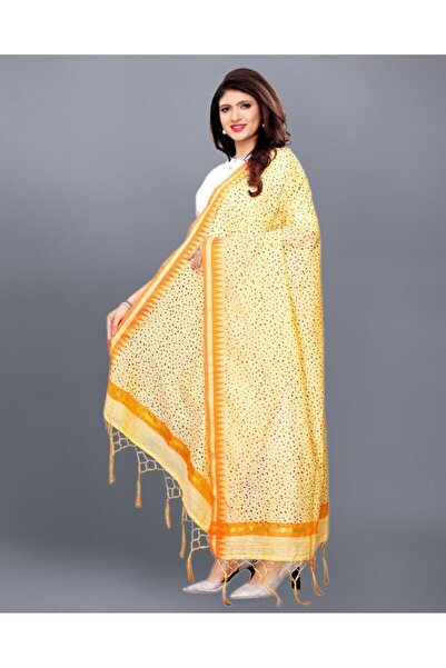 iza دوباتا مطبوع من القطن والحرير باللون البيج