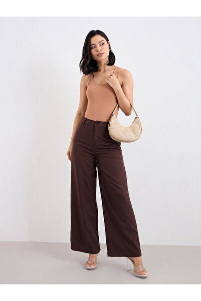Styli Solid Wide Leg Pants with Belt Loops