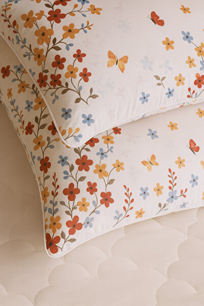 Bonny Home Butterfly Red Patterned 2-Piece Pillowcase Cotton Fabric Zippered