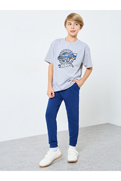 Styli Teens Blue Cotton Knit Ottoman Joggers