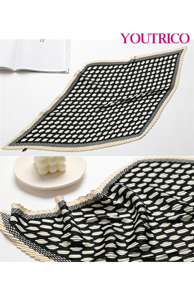 Youtrico 70*70cm 4-Season Square Scarf & Neckerchief - Sun & Wind Protective Polka Dot Crinkle Pleat