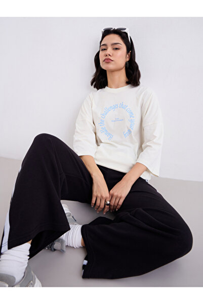 Styli Black Side Seam Taping Detail Wide Leg Joggers