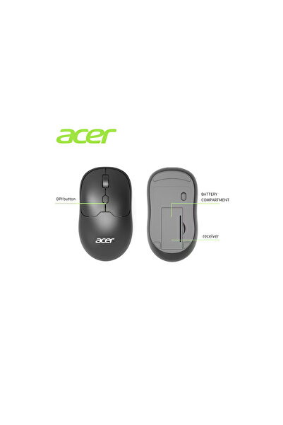 ACER ماوس لاسلكي يعمل بالبطارية 2.4 جيجاهرتز (بدون بطارية) وموصل مستقبل USB OMR930