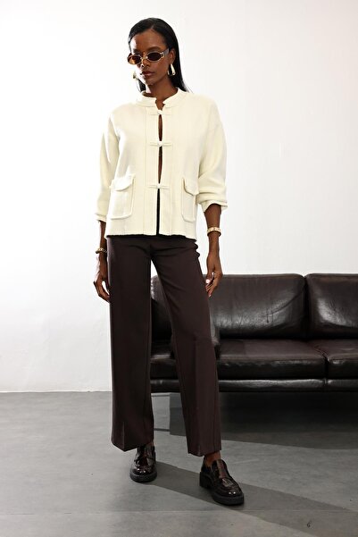 5in1Canpolat Brown Straight Cut Trousers 16972