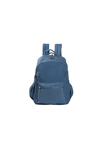 Bagacar 1094 Waterproof Imported Crinkle Fabric School and Daily Backpack with Laptop Compartment Blue