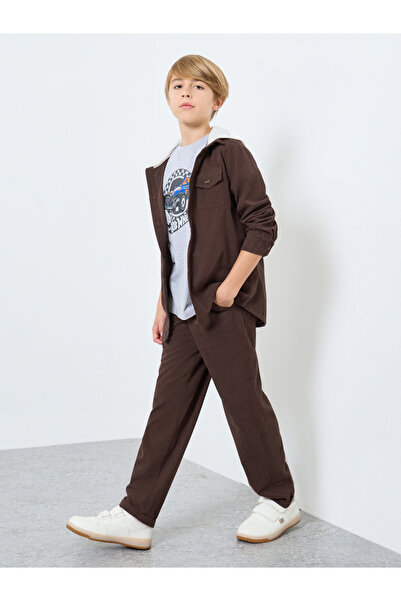 Styli Teens Brown Corduroy Straight Leg Pants