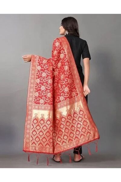 iza Red Jacquard Dupatta