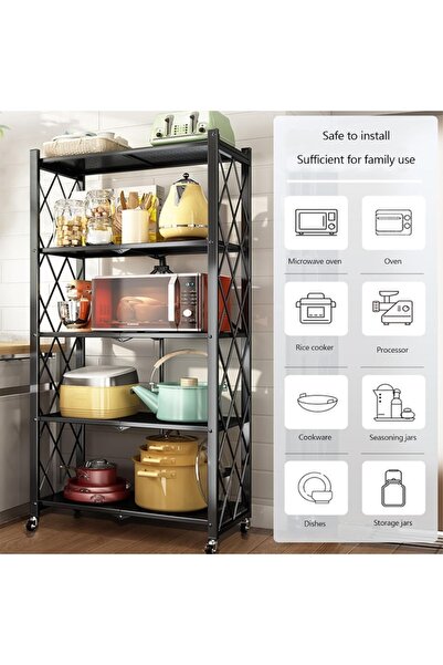 Roam shop 5Tier Thickened Foldable Storage Shelves with Wheels Standing Shelf UnitsStorage Racks for Kitchen
