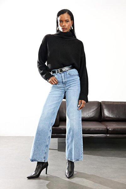 5in1Canpolat Black Scarf Collar Sweater 0670