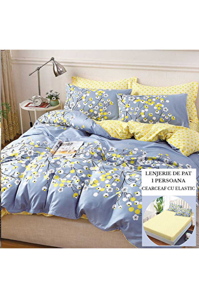 Patul Single Duvet Cover Set , Sulfur, Satin Cotton , Stretchy sheet 140x200,...