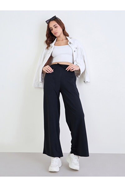 Styli Grey Wide Leg Joggers with Drawstring