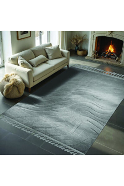 Dinarsu ALAÇATI PÜSKÜLLÜ PARÇA HALI 150X230 LOREY GRİ