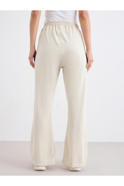 Styli Cream Boot Flared Joggers with Pintuck Detail