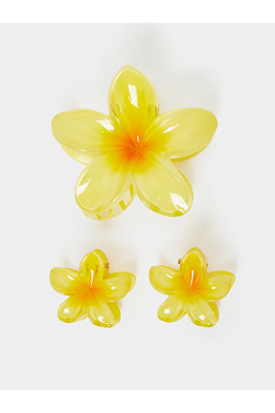 Styli مجموعة من 3 مشابك مخلب بتصميم زهرة صفراء