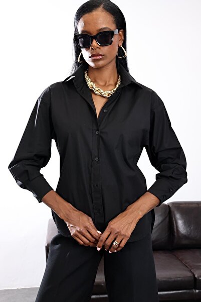 5in1Canpolat Cămașă neagră Regular croială 4094