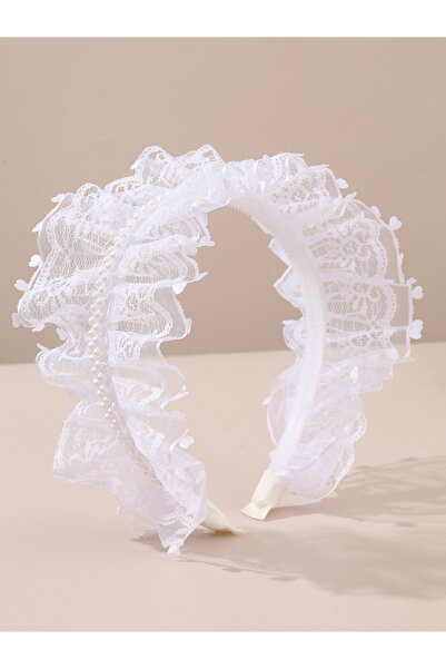 Take Two By Styli Girls Lace Faux Pearl Decor Headband