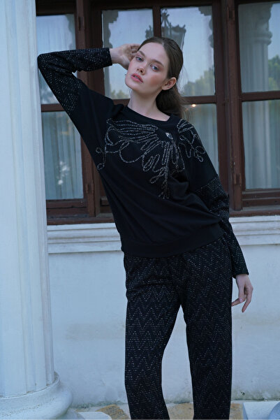 İPEKMOOD Yaka detaylı pijama takımı İPK2386