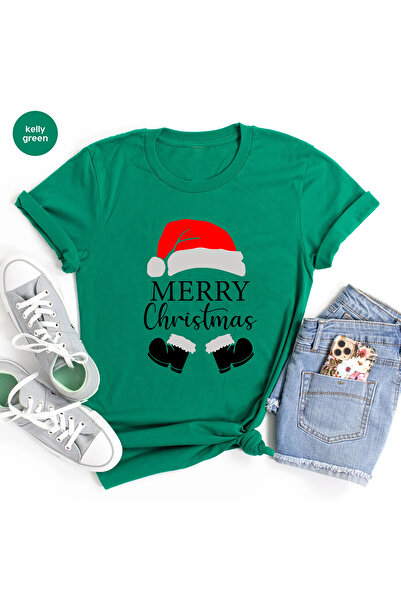 MAGORS تيشيرت قطني بأكمام قصيرة ذو تصميم عادي بطابع رأس السنة الجديدة