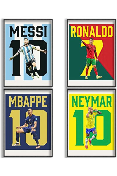 ALAYRA International مجموعة من 4 لوحات فنية جدارية لأساطير كرة القدم (20×30 س...