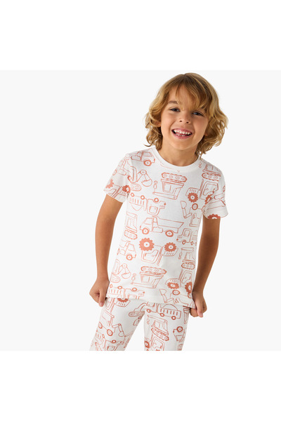 Juniors All-Over Graphic Print T-shirt and Pyjama Set