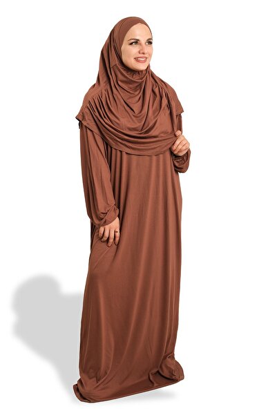 HÜRREMBONE SARAYDAN GELEN GÜZELLİK ثوب صلاة بني من قطعتين من الفيسكوز عادي 25...