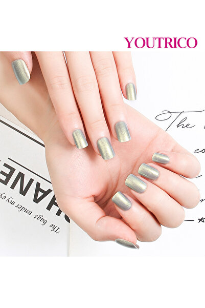 Youtrico أظافر صناعية للبنات، أظافر صناعية لامعة، شكل عين القطة، وردي خوخي - ...