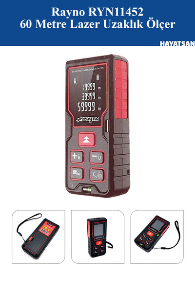RAYNO RYN11452 - 60 Metre Lazer Uzaklık Ölçer | Class II | IP54 Koruma