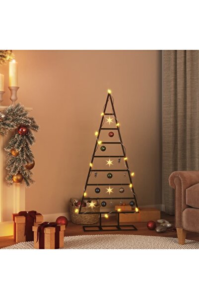 vidaxl شجرة عيد الميلاد المعدنية للزينة باللون الأسود 125 سم